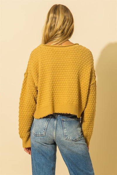 nevaeh honey mustard crop sweater
