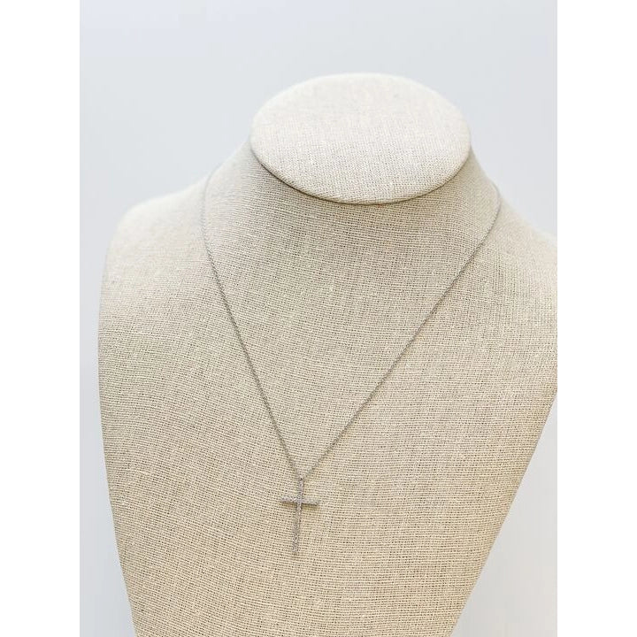 cubic zirconia cross pendant necklace silver