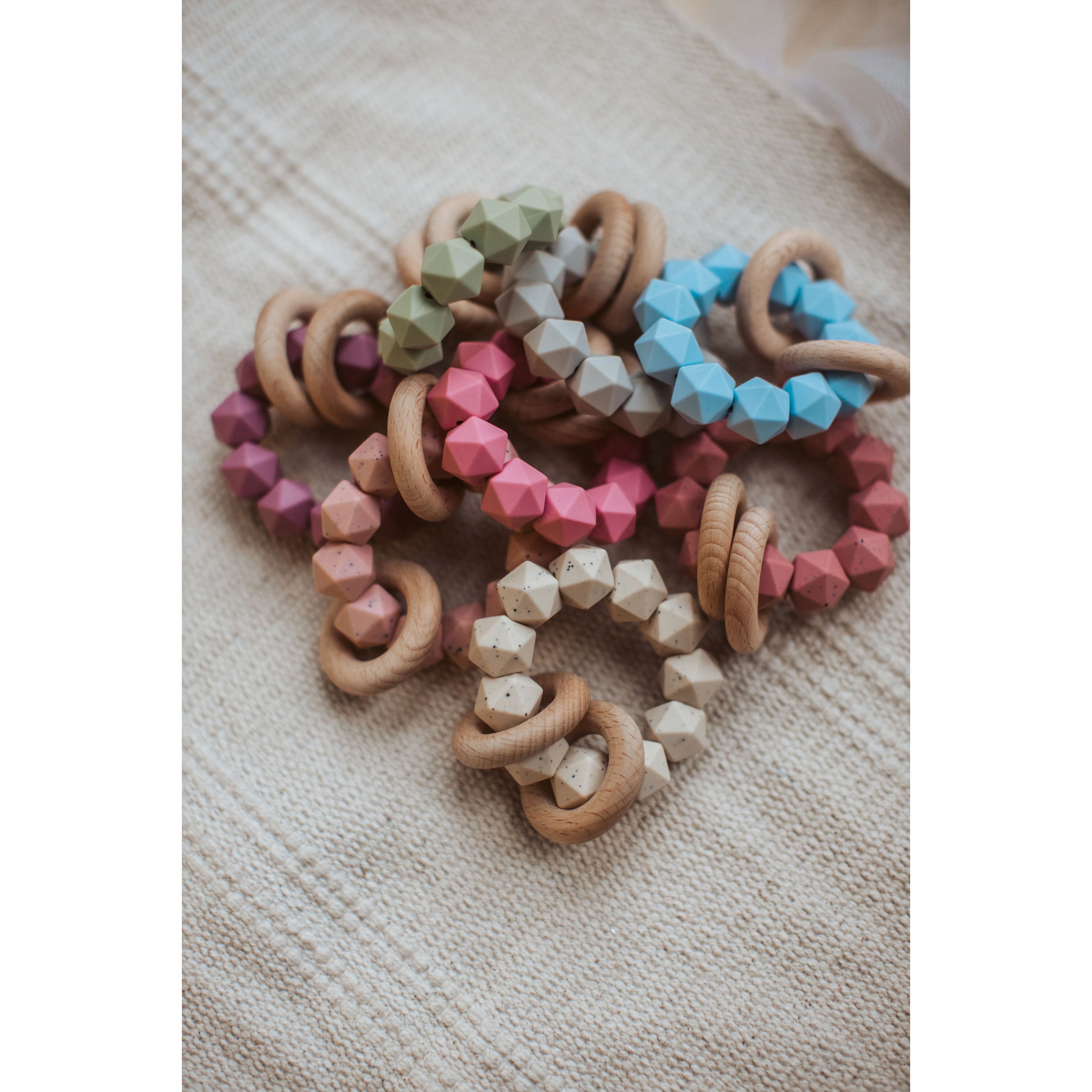 Abby Silicone & Beech Wood Rattle – Sugar-N-Spice Children's and Tween ...