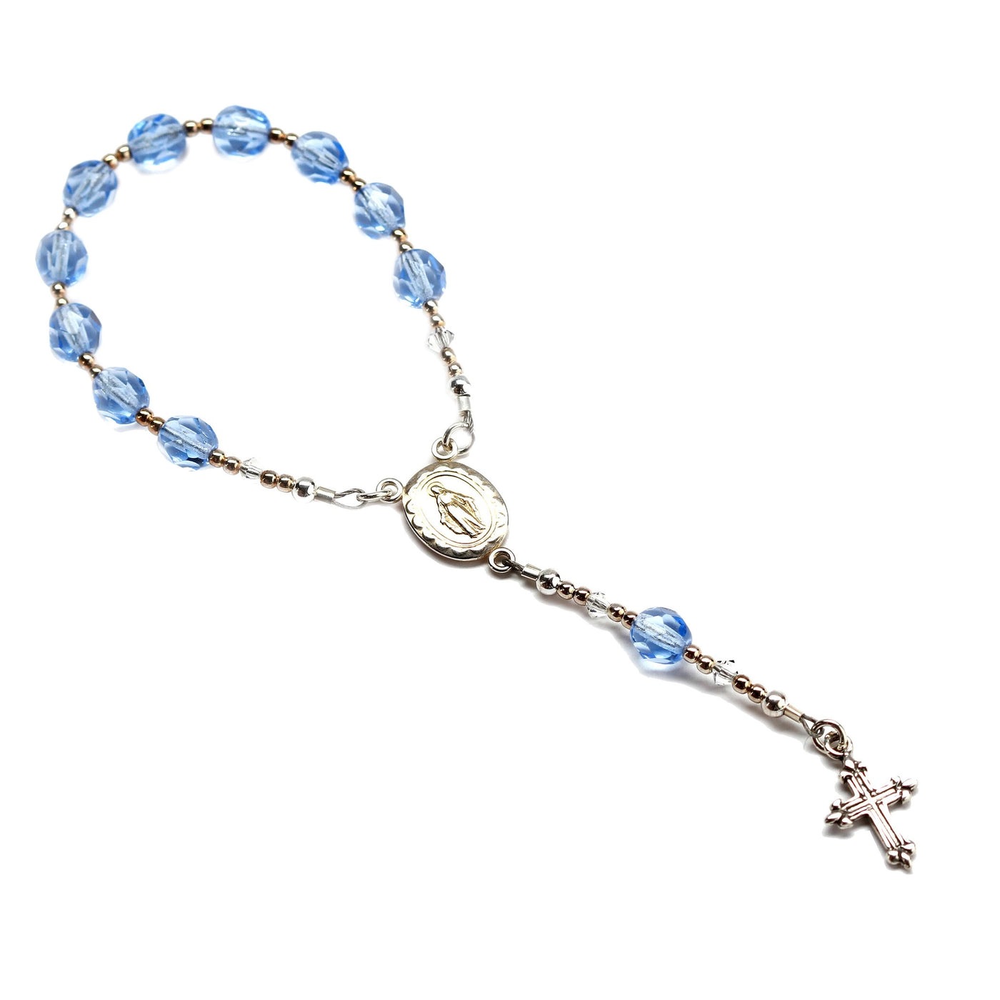 sterling silver blue baby rosary