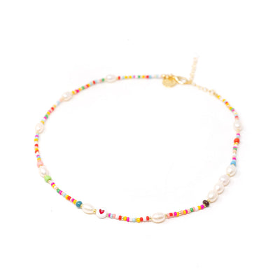 confetti and pearl beaded necklace