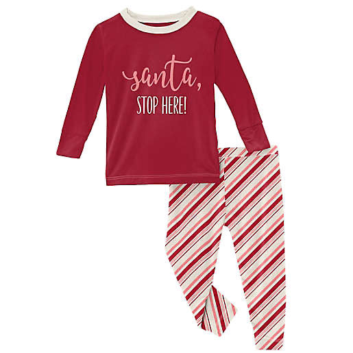 strawberry candy cane stripe ls pajama set