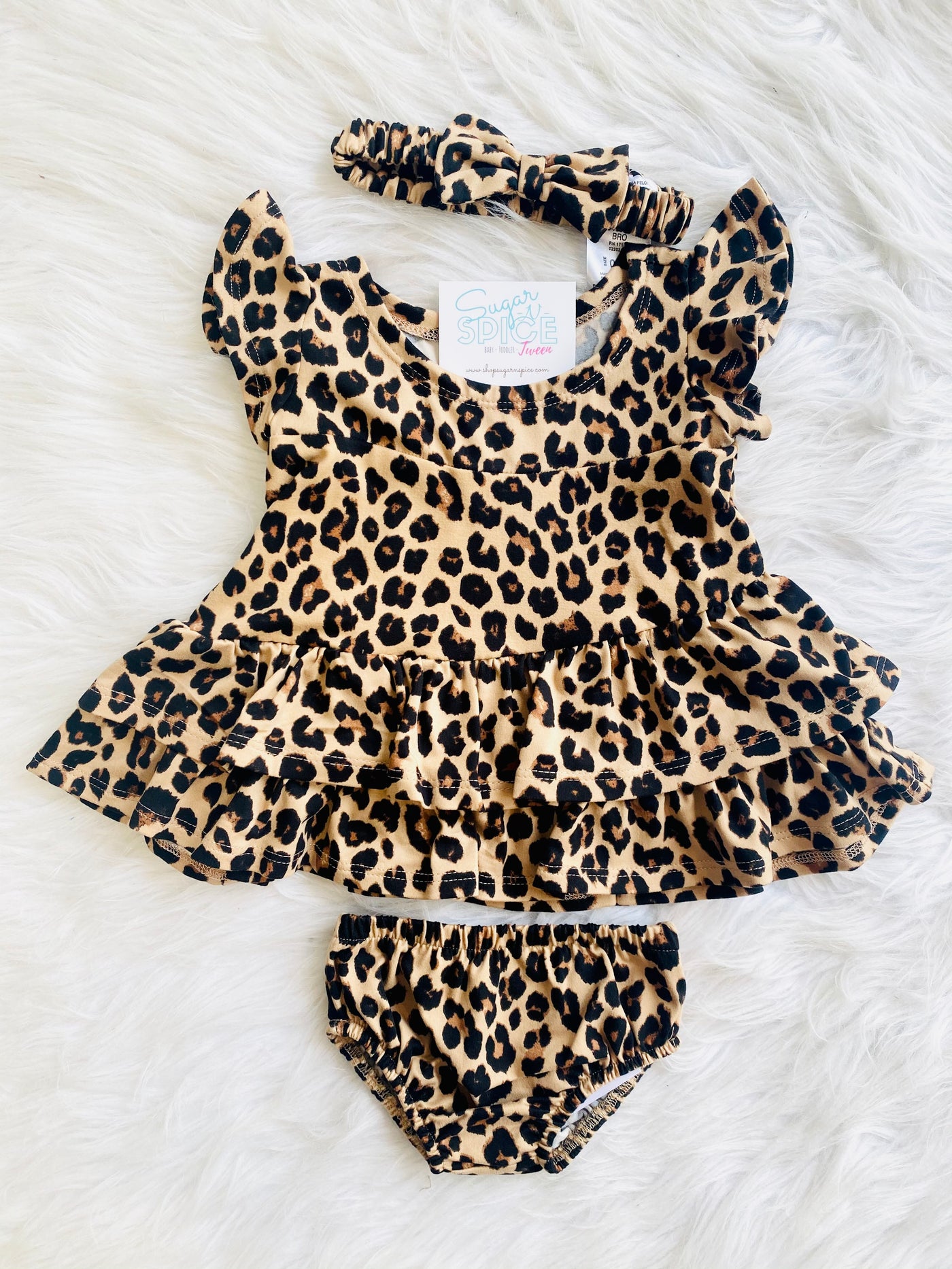 leopard knit dress set