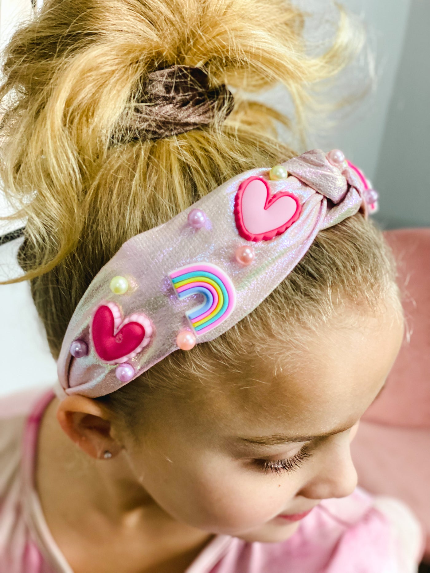 light pink charm headband