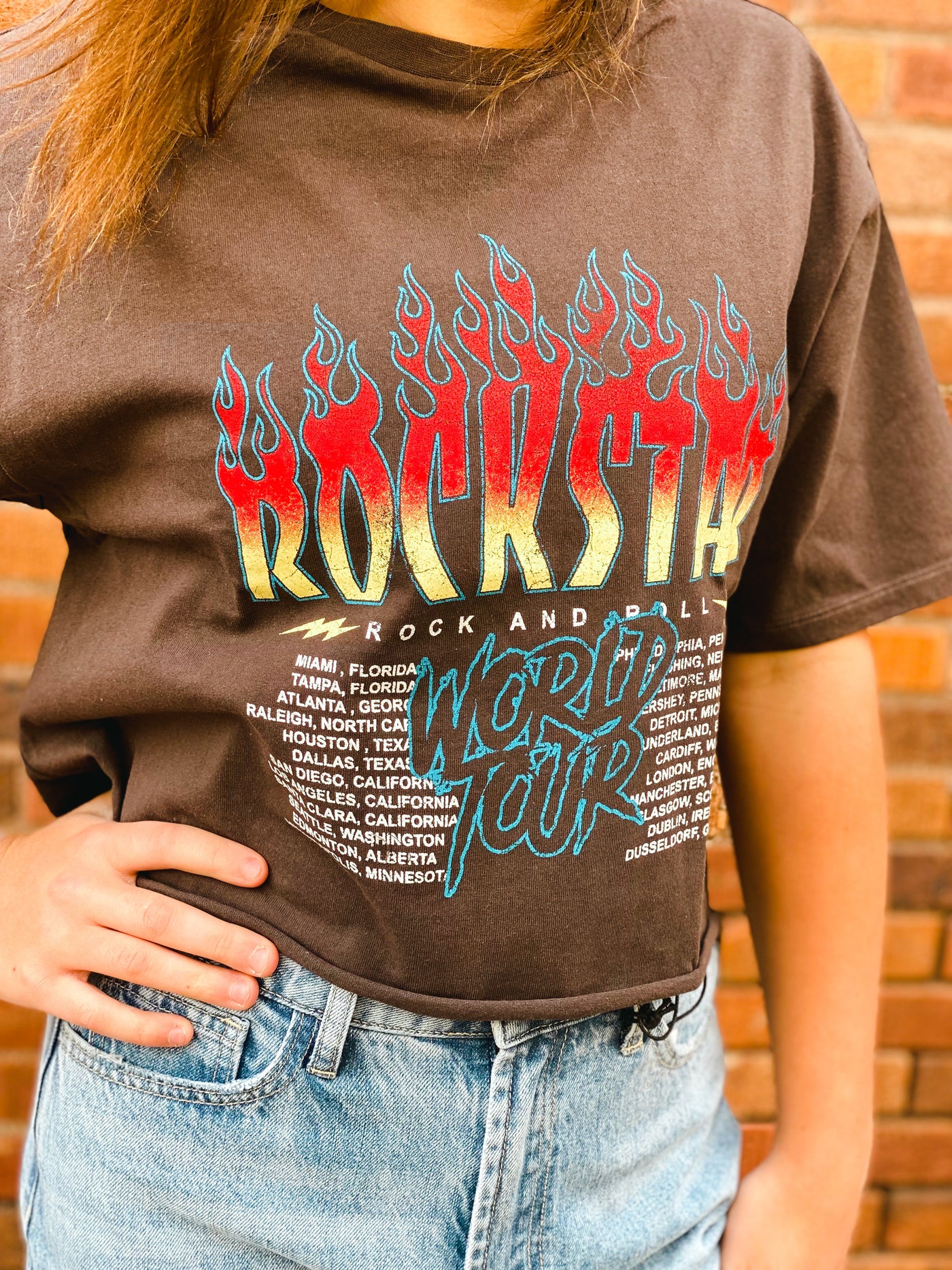 rockstar cropped graphic tee