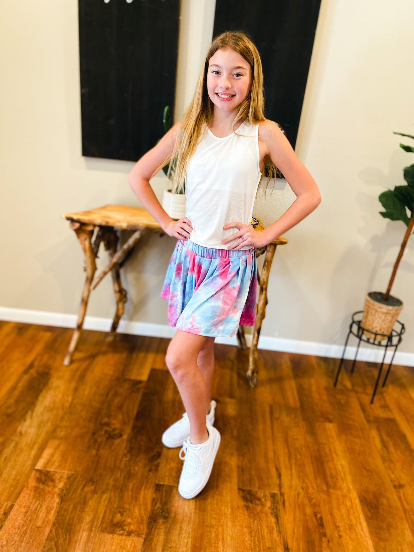 sourpatch solid pleated skort