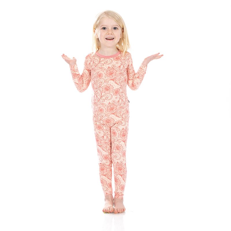 peach blossom lace l/s pajama set