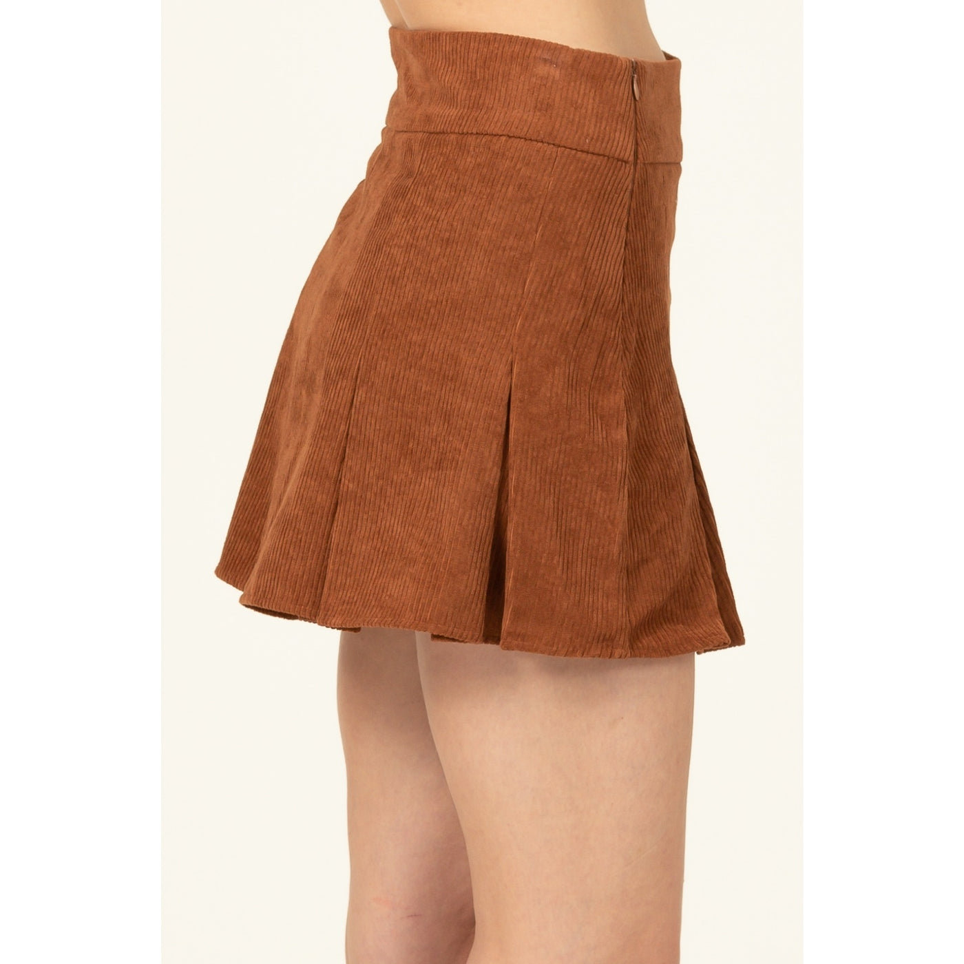 play me brown corduroy pleated skirt