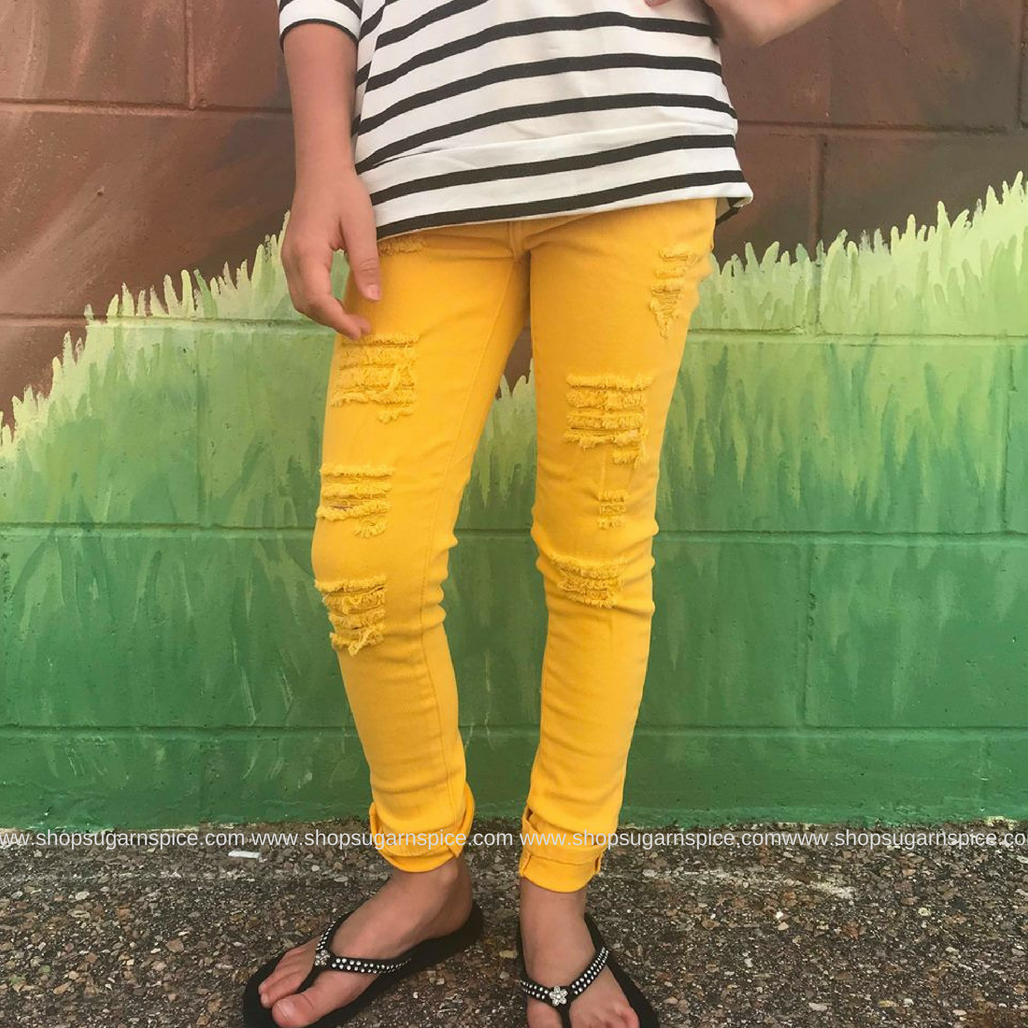 ever cool yellow distressed jean